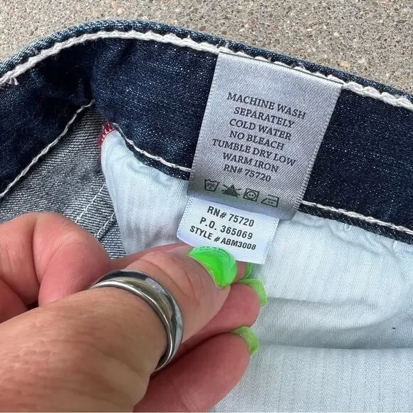 BKE Ryan 36S Distressed Dark Wash Straight Leg Jeans
